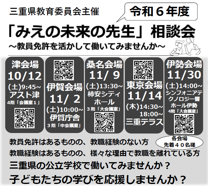 三重県教職ガイダンス・みえの未来の先生相談会